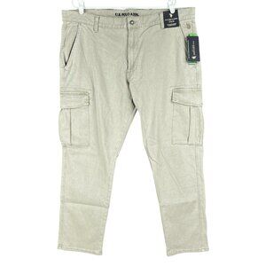 U.S. POLO ASSN. Men's Activate Stretch Tan Cargo Pants 40x30 Slim Straight NWT